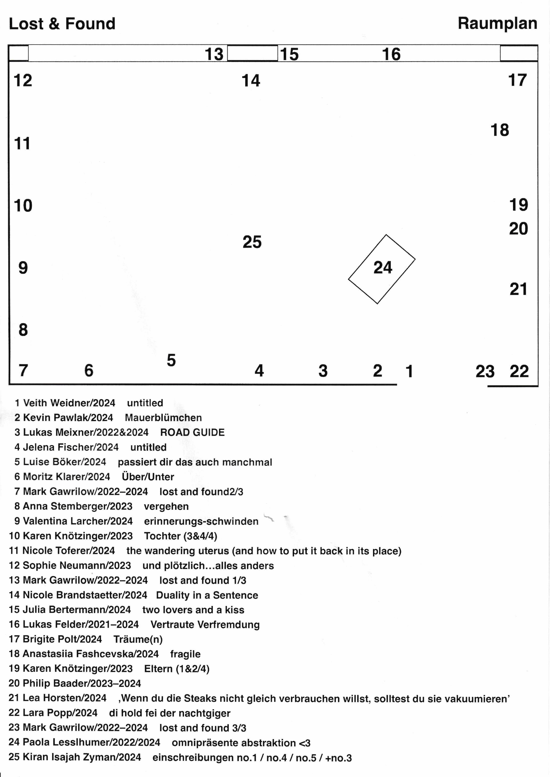 floorplan of the exhibition lost and found at plateau